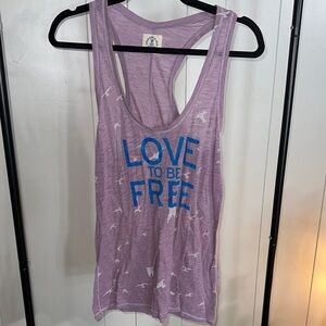 American Eagle Outfitters Purple Tank Top with Blue Text